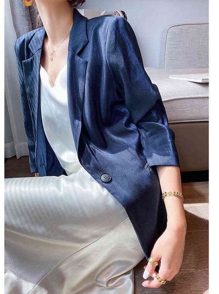 blazers summer satin blazer woman thin blue pocket lady sunblock good quality jackets, White;black
blazers summer satin blazer woman thin blue pocket lady sunblock good quality jackets, White;black