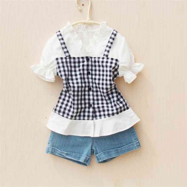 arrival ruffle sleeve shirts for teenage girls cotton fake 2 pieces plaid blouses summer lovely clothes 10 12 year 210622, White;black
arrival ruffle sleeve shirts for teenage girls cotton fake 2 pieces plaid blouses summer lovely clothes 10 12 year 210622, White;black