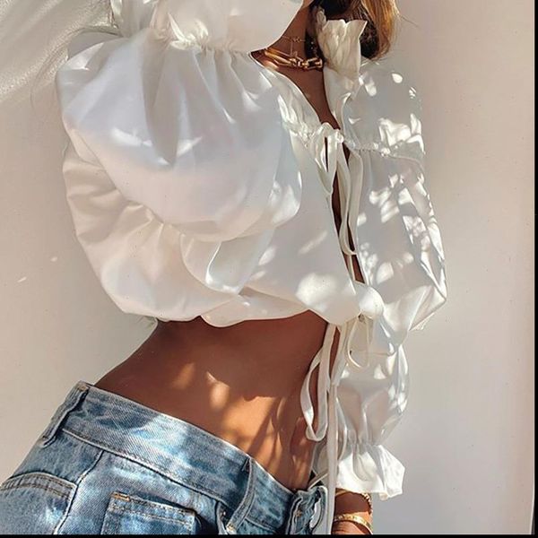 deat women blouses vew summer fashion street patchwork solid color hollow out lace long petal sleeve navel slim se384, White
deat women blouses vew summer fashion street patchwork solid color hollow out lace long petal sleeve navel slim se384, White