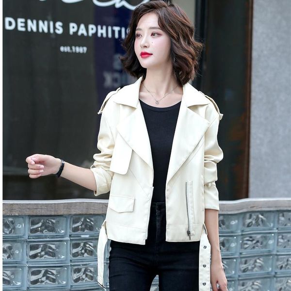 women's leather & faux 2021 spring autumn motorcycle coat short korean style tailored collar casual slim small white jacket fashion, Black
women's leather & faux 2021 spring autumn motorcycle coat short korean style tailored collar casual slim small white jacket fashion, Black