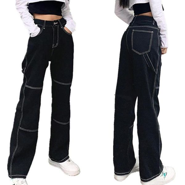 women's jeans patchwork flared pants plain black ladies casual loose long trousers, Blue
women's jeans patchwork flared pants plain black ladies casual loose long trousers, Blue