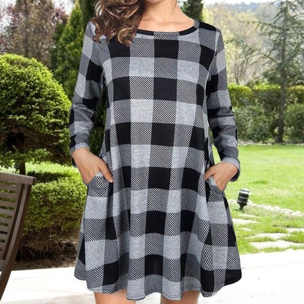 casual dresses modis women's mini dress with pocket plaid printed long sleeve o-neck loose ladies harajuku comfy short #g2, Black;gray
casual dresses modis women's mini dress with pocket plaid printed long sleeve o-neck loose ladies harajuku comfy short #g2, Black;gray