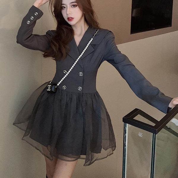casual dresses vintage temperament blazer dress womens black waist closing long sleeve office robe mesh patchwork mini vestidos autumn 2021, Black;gray
casual dresses vintage temperament blazer dress womens black waist closing long sleeve office robe mesh patchwork mini vestidos autumn 2021, Black;gray