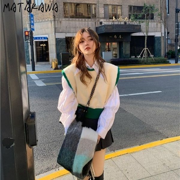 matakawa short waistcoat vest knitted women spring temperament round neck vests korean outer sleeveless sweater vest 210513, Black;white
matakawa short waistcoat vest knitted women spring temperament round neck vests korean outer sleeveless sweater vest 210513, Black;white