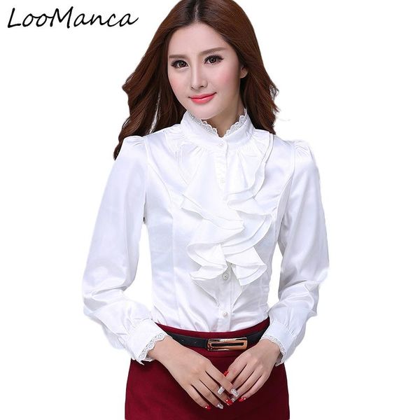 women's blouses & shirts autumn winter wome long-sleeve female shirt slim stand collar ruffles work wear women blouse plus size chiffon, White
women's blouses & shirts autumn winter wome long-sleeve female shirt slim stand collar ruffles work wear women blouse plus size chiffon, White
