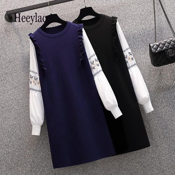 casual dresses plus size knitted dress 2021 autumn and winter large women ruffles patchwork round neck knee-length knitting 4xl, Black;gray
casual dresses plus size knitted dress 2021 autumn and winter large women ruffles patchwork round neck knee-length knitting 4xl, Black;gray
