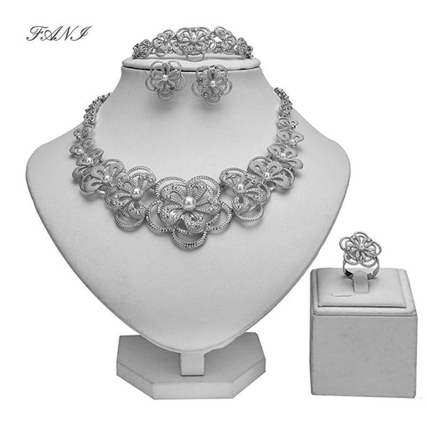 earrings & necklace fani 2021 dubai gold color bridal jewelry set nigerian wedding women accessories wholesale statement, Silver
earrings & necklace fani 2021 dubai gold color bridal jewelry set nigerian wedding women accessories wholesale statement, Silver