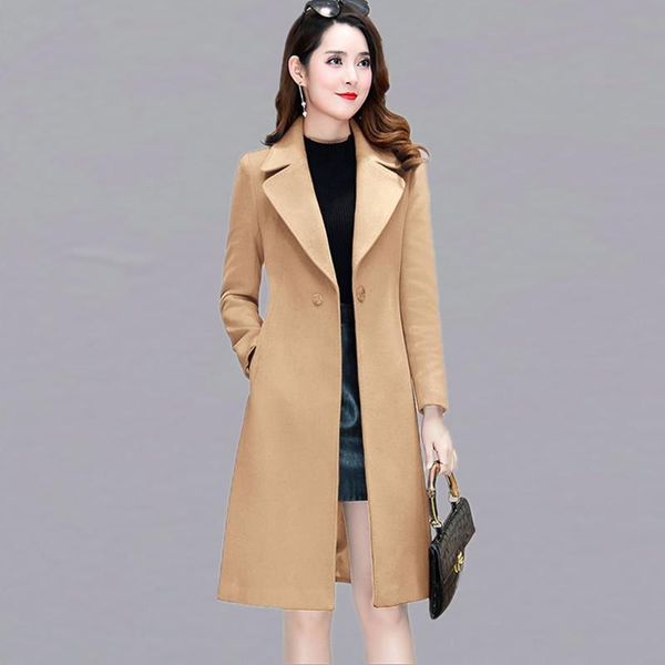 women's wool & blends 2021 winter slim plus size women woolen jacket casual pocket medium long solid color sleeve coat, Black
women's wool & blends 2021 winter slim plus size women woolen jacket casual pocket medium long solid color sleeve coat, Black