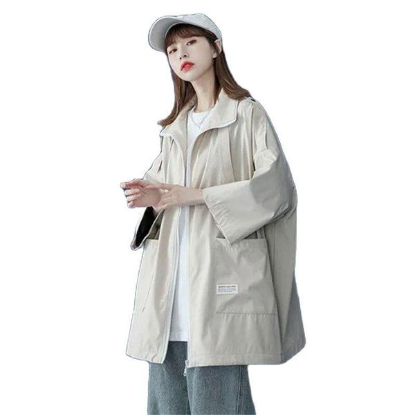 women's trench coats workwear jacket 2021 female tide summer loose korean students all-match thin sleeve shirt zipper solid color 3/4, Tan;black
women's trench coats workwear jacket 2021 female tide summer loose korean students all-match thin sleeve shirt zipper solid color 3/4, Tan;black