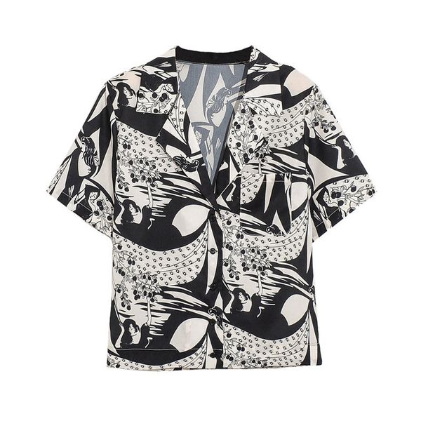 blsqr women vintage print shirt fashion turn-down collar short sleeve summer blouse chic female 210430, White
blsqr women vintage print shirt fashion turn-down collar short sleeve summer blouse chic female 210430, White