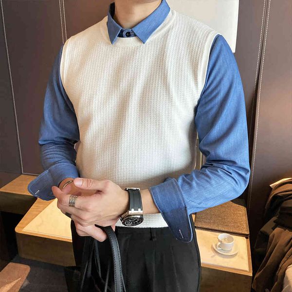 men's sweaters alta qualidade coreano fake-2pieces grosso quente camisola roupas masculinas moda emendado design pullovers casuais puxa, White;black
men's sweaters alta qualidade coreano fake-2pieces grosso quente camisola roupas masculinas moda emendado design pullovers casuais puxa, White;black