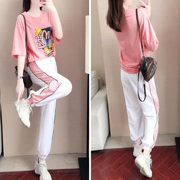 summer short-sleeved sports suit women's fashion foreign style student leisure two-piece two piece dress, White
summer short-sleeved sports suit women's fashion foreign style student leisure two-piece two piece dress, White