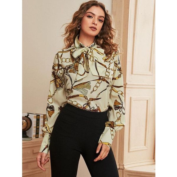 women's blouses & shirts women 2021 summer elegant long sleeve print bowknot temperamental lapel shirt female work wear, White
women's blouses & shirts women 2021 summer elegant long sleeve print bowknot temperamental lapel shirt female work wear, White