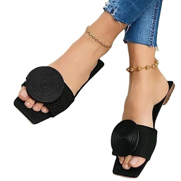slippers 2021 woman summer flat sandals plus size round buckle solid flats female casual ladies women beach slipper shoes, Black
slippers 2021 woman summer flat sandals plus size round buckle solid flats female casual ladies women beach slipper shoes, Black