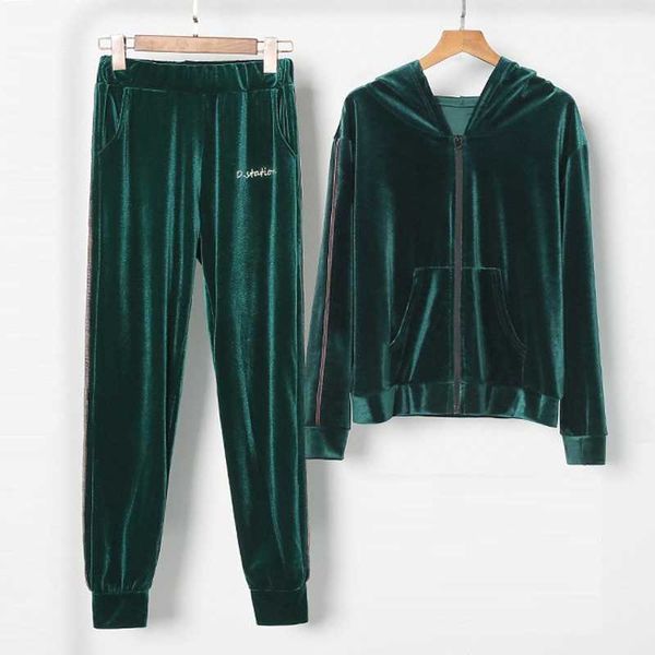 women tracksuits 2 piece set long sleeve zipper hooded jacket pant suits fashion ladies casual velvet trackpants outfits 210930, White
women tracksuits 2 piece set long sleeve zipper hooded jacket pant suits fashion ladies casual velvet trackpants outfits 210930, White