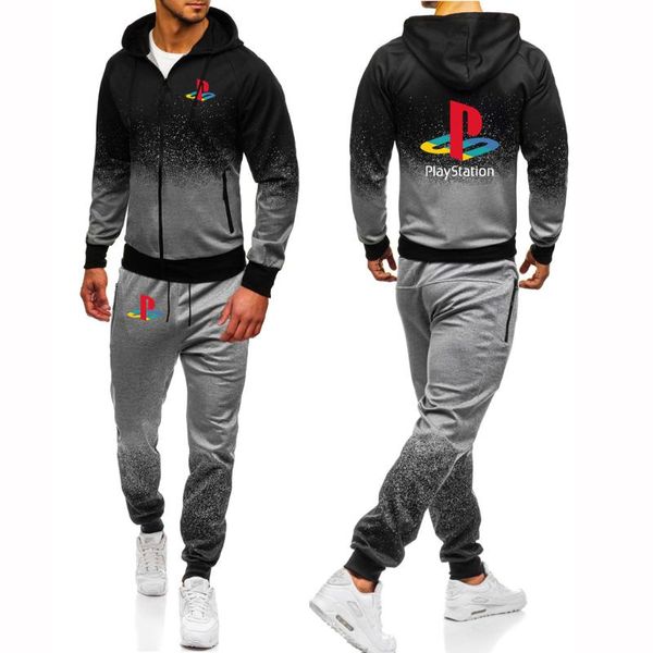 men's tracksuits spring autumn playstation logo 2021 long sleeve zipper jackets sport suits college male hoodies gradient casual sweatp, Gray
men's tracksuits spring autumn playstation logo 2021 long sleeve zipper jackets sport suits college male hoodies gradient casual sweatp, Gray