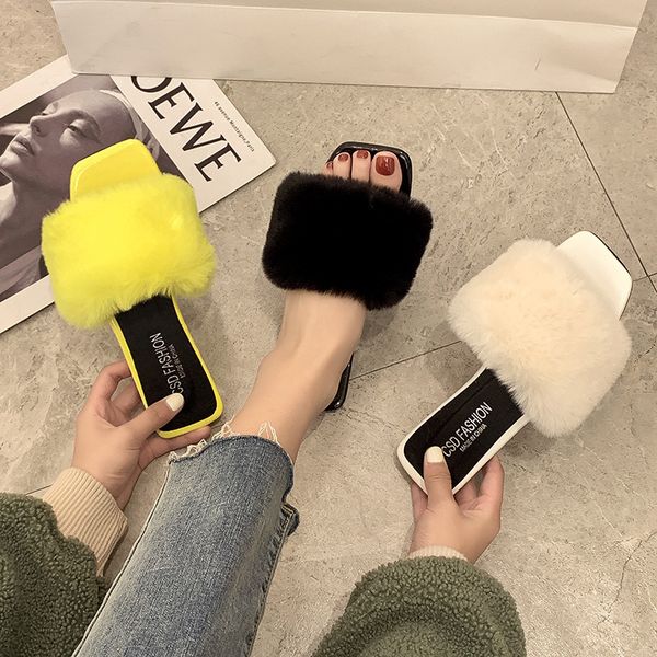 sandals fall slippers female flat background a line of hairy sandals square head women's kxax, Black
sandals fall slippers female flat background a line of hairy sandals square head women's kxax, Black