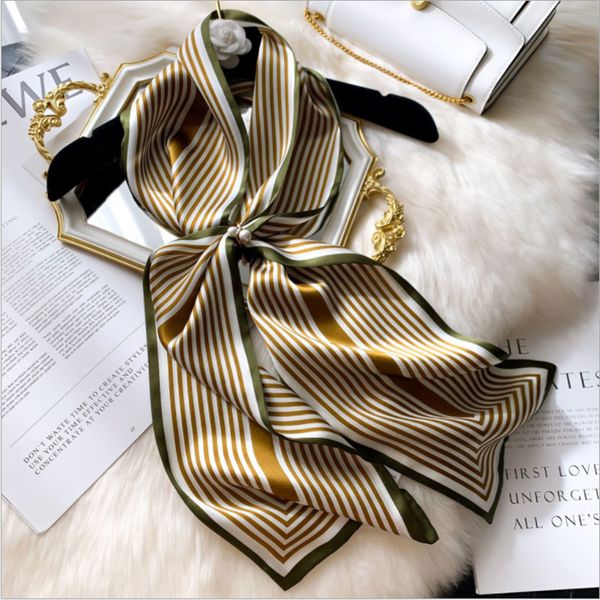 new mulberry silk scarf womens spring and autumn elegant ribbon versatile decorative arm bag striped crepe satin printed no. 5, Blue;gray
new mulberry silk scarf womens spring and autumn elegant ribbon versatile decorative arm bag striped crepe satin printed no. 5, Blue;gray