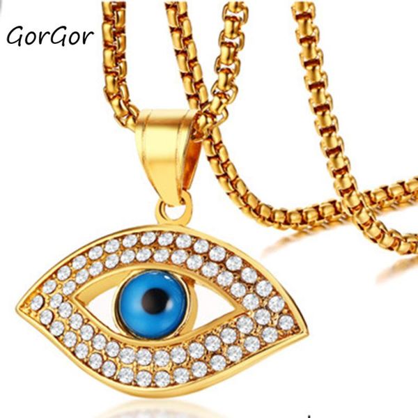 pendant necklaces gorgor 2021 arrivals stainless steel rhinestone evil eye gold color necklace for fashion men jewelry gift pn-1031, Silver
pendant necklaces gorgor 2021 arrivals stainless steel rhinestone evil eye gold color necklace for fashion men jewelry gift pn-1031, Silver