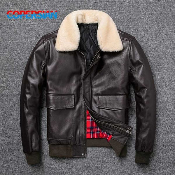 air force flight jacket fur collar genuine layer cow leather jacket men black brown cow coat men's winter jacket 211222
air force flight jacket fur collar genuine layer cow leather jacket men black brown cow coat men's winter jacket 211222