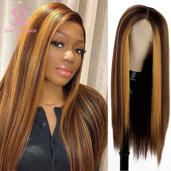 synthetic wigs sue exquisite lace front wig honey blonde highlight color long straight for black women
synthetic wigs sue exquisite lace front wig honey blonde highlight color long straight for black women