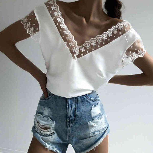 summer fashion lace patchwork women short sleeve v neck women shirts elegant casual tee office ladies shirts for women 210515, White
summer fashion lace patchwork women short sleeve v neck women shirts elegant casual tee office ladies shirts for women 210515, White