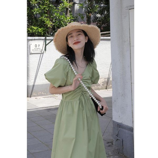 casual dresses 2021 sweet pure color elegant dress v-neck bubble sleeve pleated mid-length temperament a-line, Black;gray
casual dresses 2021 sweet pure color elegant dress v-neck bubble sleeve pleated mid-length temperament a-line, Black;gray