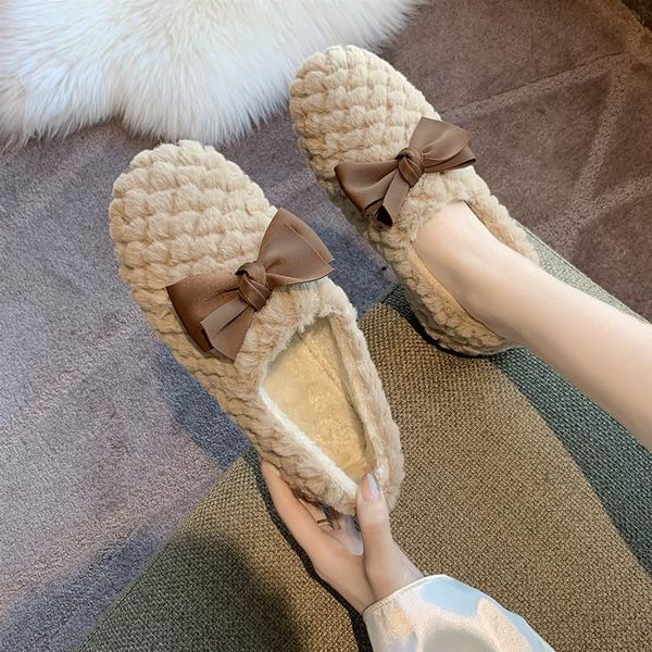 slippers net red fashion winter doudou shoes women's korean version british college style plush warm cotton bow knot wear damp wool, Black
slippers net red fashion winter doudou shoes women's korean version british college style plush warm cotton bow knot wear damp wool, Black