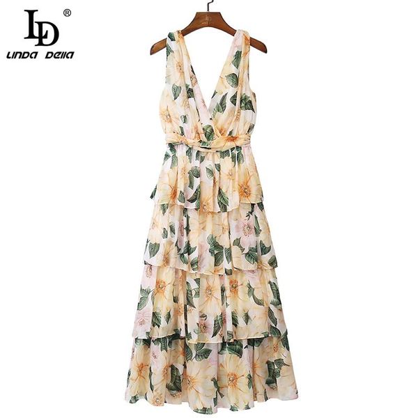 casual dresses ld linda della 2021 runway summer v-neck long dress women's fashion yellow camellia print cascading ruffle holiday, Black;gray
casual dresses ld linda della 2021 runway summer v-neck long dress women's fashion yellow camellia print cascading ruffle holiday, Black;gray