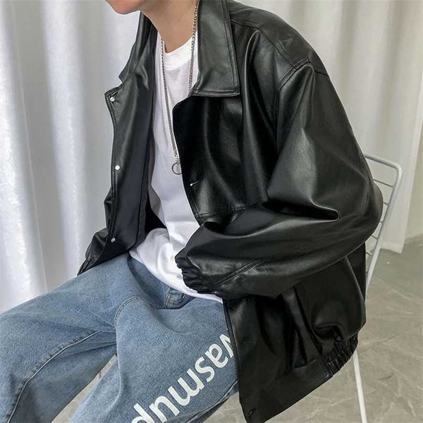 spring loose soft leather jacket single breasted men casual biker large size xxl 211008, Black
spring loose soft leather jacket single breasted men casual biker large size xxl 211008, Black