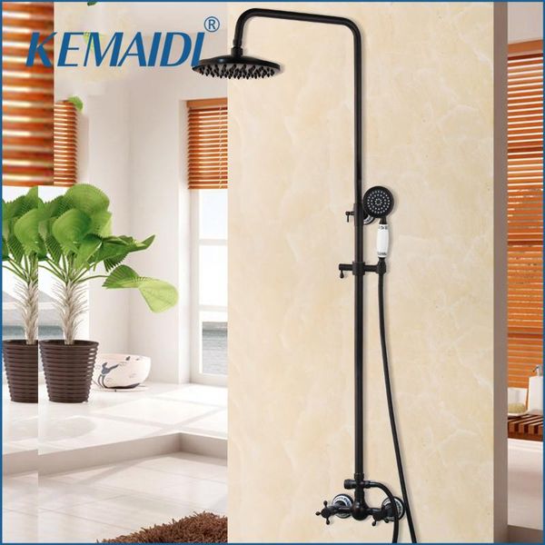 kemaidi bathroom black shower set rainfall shower head 2 handles wall mounted heldhead faucet set bathtub mixer tap
kemaidi bathroom black shower set rainfall shower head 2 handles wall mounted heldhead faucet set bathtub mixer tap