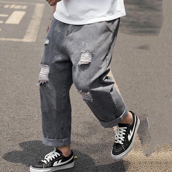 men's jeans plus size loose straight daddy pants big fatty guy nine-point ruined destroyed casual men, Blue
men's jeans plus size loose straight daddy pants big fatty guy nine-point ruined destroyed casual men, Blue