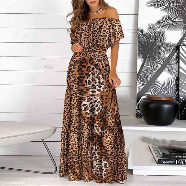 casual elegant fashion leopard print womens dress long maxi sundress summer ruffle slash neck short sleeve dresses length, Black;gray
casual elegant fashion leopard print womens dress long maxi sundress summer ruffle slash neck short sleeve dresses length, Black;gray
