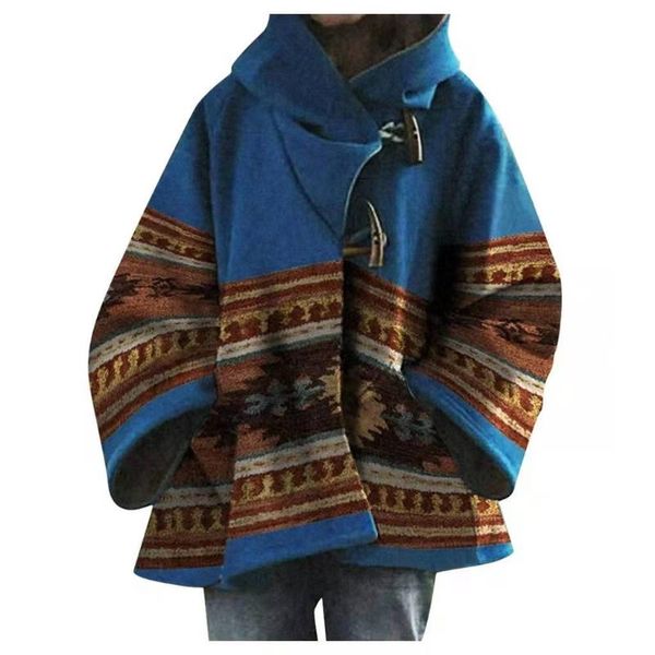 women's wool & blends fashion casual vintage printing woolen coat warm comfortable hedging hooded long sleeve sweater jacket for women, Black
women's wool & blends fashion casual vintage printing woolen coat warm comfortable hedging hooded long sleeve sweater jacket for women, Black