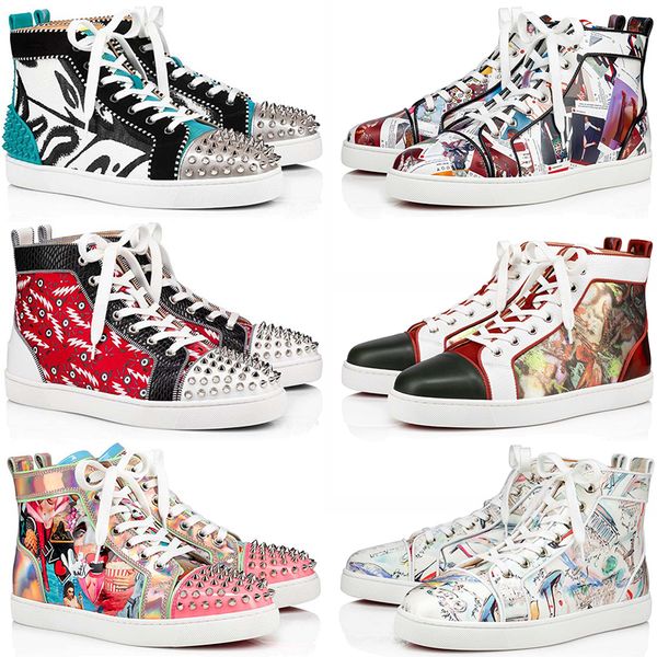 2022 red bottoms christians sneakers men women boots shoes high black white blue glitter grey pink leather suede designer spikes casual trai
2022 red bottoms christians sneakers men women boots shoes high black white blue glitter grey pink leather suede designer spikes casual trai