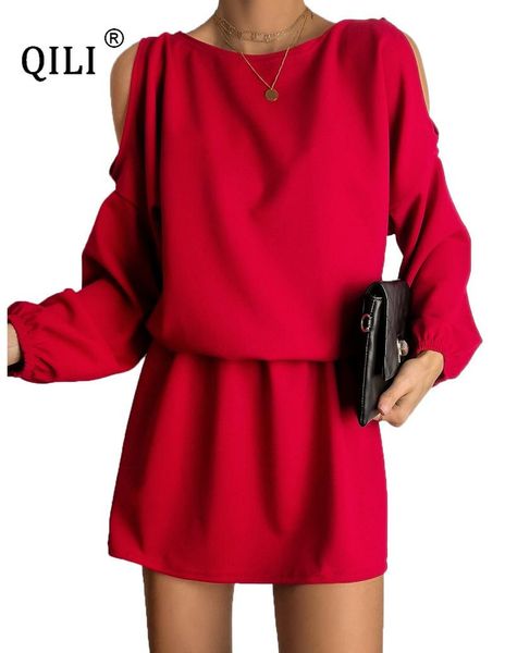 casual dresses qili fashion women colo shoulder long sleeve dress 2021 spring elastic waist elegant lady red pink yellow black, Black;gray
casual dresses qili fashion women colo shoulder long sleeve dress 2021 spring elastic waist elegant lady red pink yellow black, Black;gray
