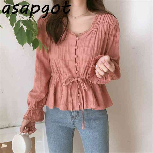 asapgot chic fall vintage slim lace up waist wild flare long sleeve cotton and linen v-neck shirt women casual blusas mujer 210429, White
asapgot chic fall vintage slim lace up waist wild flare long sleeve cotton and linen v-neck shirt women casual blusas mujer 210429, White