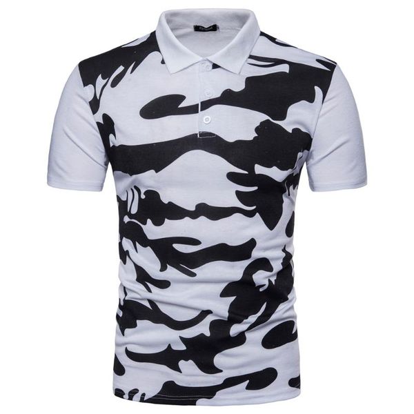 men's polos shirt spring and summer fashion casual self-cultivation camouflage print lapel pullover short-sleeved t-shirt, White;black
men's polos shirt spring and summer fashion casual self-cultivation camouflage print lapel pullover short-sleeved t-shirt, White;black