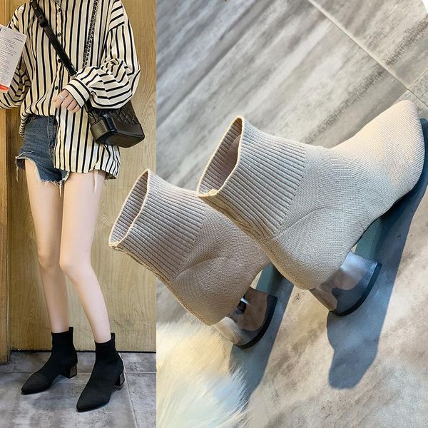 knitted sock boots women stretch fabric metal heel ankle winter elegant pointed toe short booties for ladies, Black
knitted sock boots women stretch fabric metal heel ankle winter elegant pointed toe short booties for ladies, Black