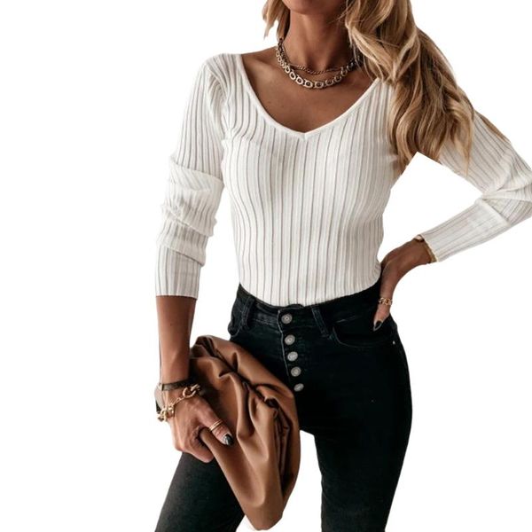 women's t-shirt 2021 winter ladies elegant casual knitted women long sleeve v neck solid slim fit holiday fashion basic t-shirts, White
women's t-shirt 2021 winter ladies elegant casual knitted women long sleeve v neck solid slim fit holiday fashion basic t-shirts, White