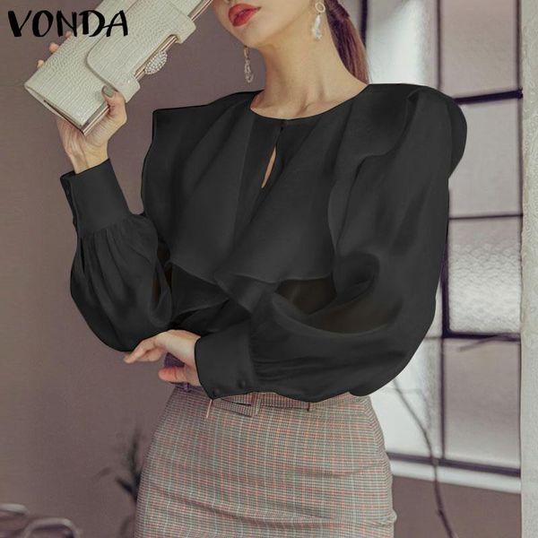 women's blouses & shirts women blouse long sleeve solid color pleated lace button up casual 2021 vonda lady's office femininas, White
women's blouses & shirts women blouse long sleeve solid color pleated lace button up casual 2021 vonda lady's office femininas, White
