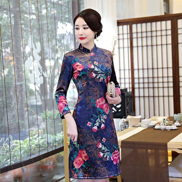 velvet thick slim a word dress improved banquet cheongsam wholesale ethnic clothing, Red
velvet thick slim a word dress improved banquet cheongsam wholesale ethnic clothing, Red