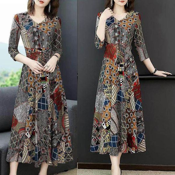 casual dresses autumn women floral dress fashion v-neck three quarter sleeve long elegant ladies a-line party maxi vestido, Black;gray
casual dresses autumn women floral dress fashion v-neck three quarter sleeve long elegant ladies a-line party maxi vestido, Black;gray