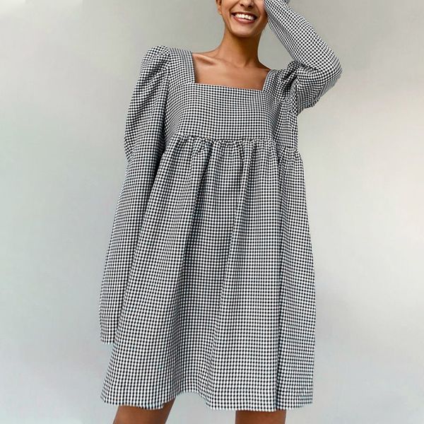 casual dresses plaid square collar fluffy sleeve women's a-line loose female mini spring elegant fashion lady x8xn, Black;gray
casual dresses plaid square collar fluffy sleeve women's a-line loose female mini spring elegant fashion lady x8xn, Black;gray