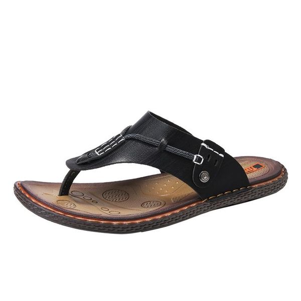 slippers summer slipper men 2021 style flip flops genuine leather cowhide outdoor wear casual shoes anti-slip peep-toe, Black
slippers summer slipper men 2021 style flip flops genuine leather cowhide outdoor wear casual shoes anti-slip peep-toe, Black