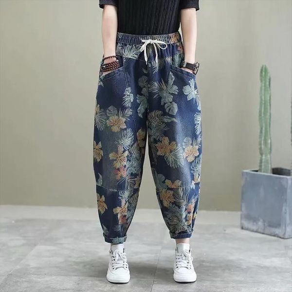 vintage printing harem pants fashion women jean casual loose lace up summer lantern ladies streetwear allmatch trousers, Blue
vintage printing harem pants fashion women jean casual loose lace up summer lantern ladies streetwear allmatch trousers, Blue