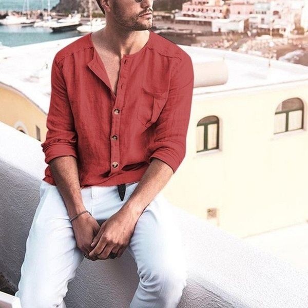 men's casual shirts men linen long sleevecollarless spring summer loose cuasal single-breasted for, White;black
men's casual shirts men linen long sleevecollarless spring summer loose cuasal single-breasted for, White;black