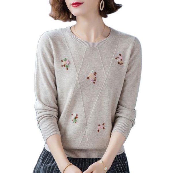 women's sweaters 2021 middle-aged autumn pullovers plus size 5xl o-neck embroidered knitting sweater mother dress w1494, White;black
women's sweaters 2021 middle-aged autumn pullovers plus size 5xl o-neck embroidered knitting sweater mother dress w1494, White;black
