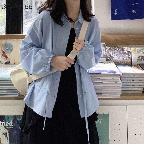 women's blouses & shirts women solid lace-up all-match single breasted design leisure long sleeve fresh japanese style ulzzang chic stu, White
women's blouses & shirts women solid lace-up all-match single breasted design leisure long sleeve fresh japanese style ulzzang chic stu, White
