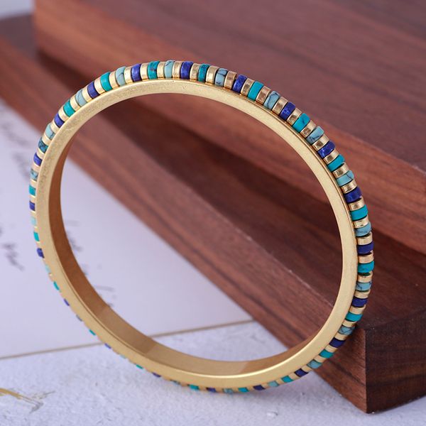 european and american jewelry retro matte gold inlaid color marble stone national bangle female, Black
european and american jewelry retro matte gold inlaid color marble stone national bangle female, Black